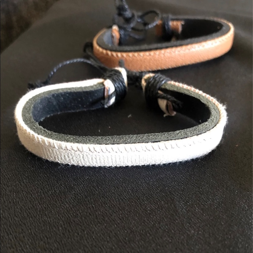 Mens Leather Adjustable Bracelets - image 2